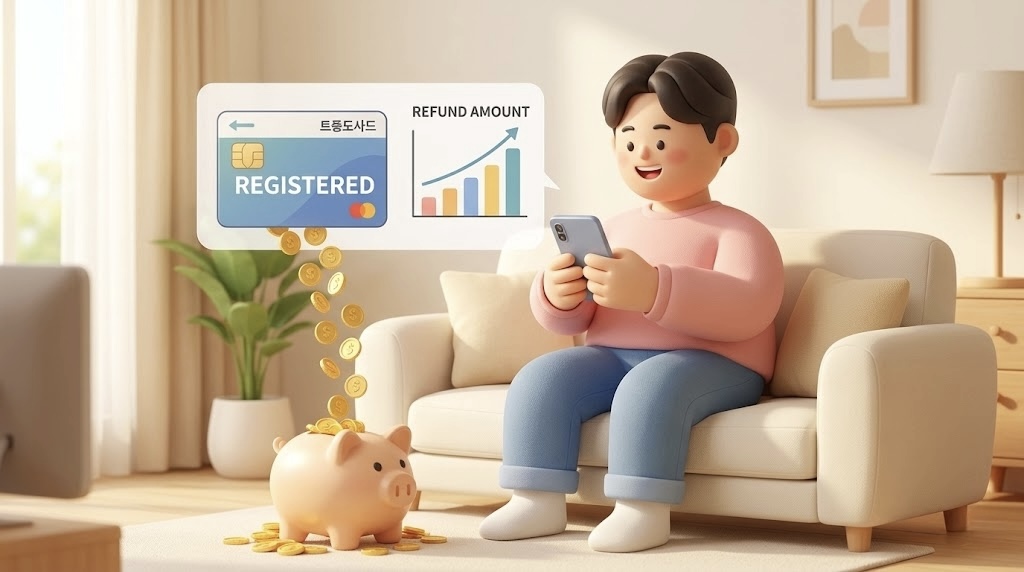 K패스 카드 등록 후 앱에서 환급액 확인하는 모습 — 등록만 하면 자동 환급
