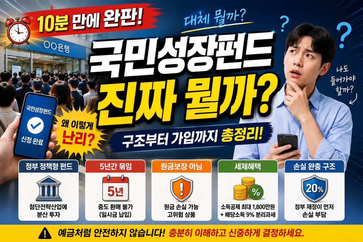 국민성장펀드 진짜 뭘까 — 10분 완판, 5년 묶임, 원금보장 안 됨, 세제혜택, 손실완충 구조 2026