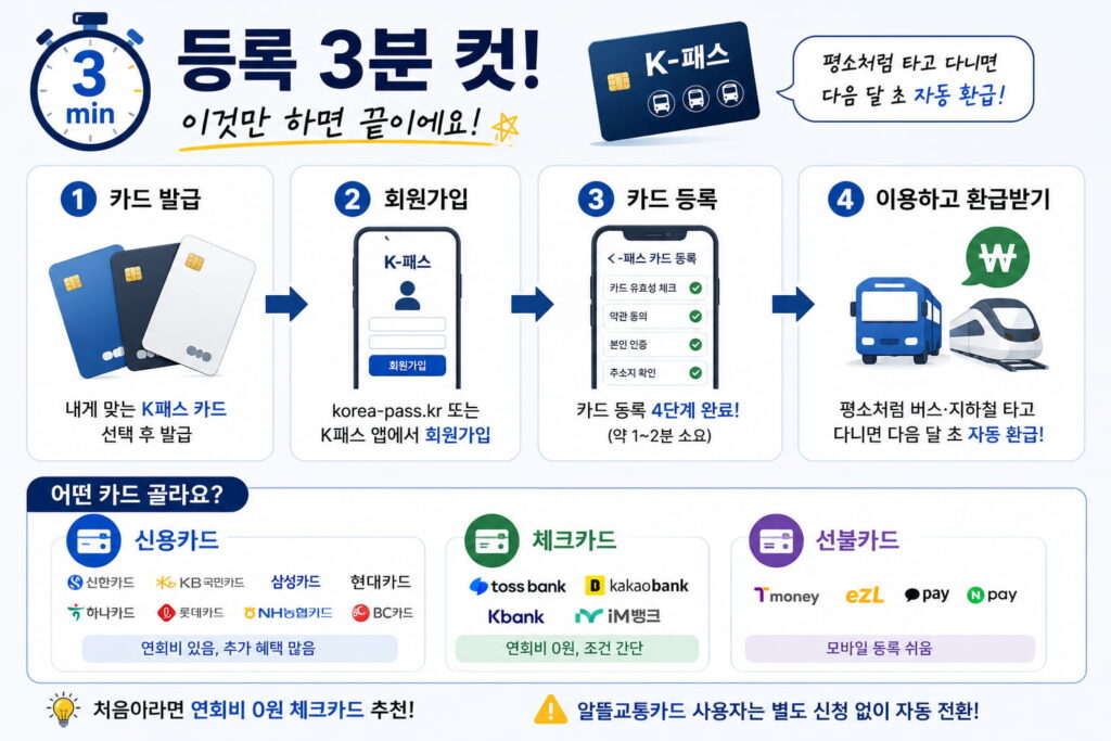 K패스 카드 등록 후 앱에서 환급액 확인하는 모습 — 등록만 하면 자동 환급