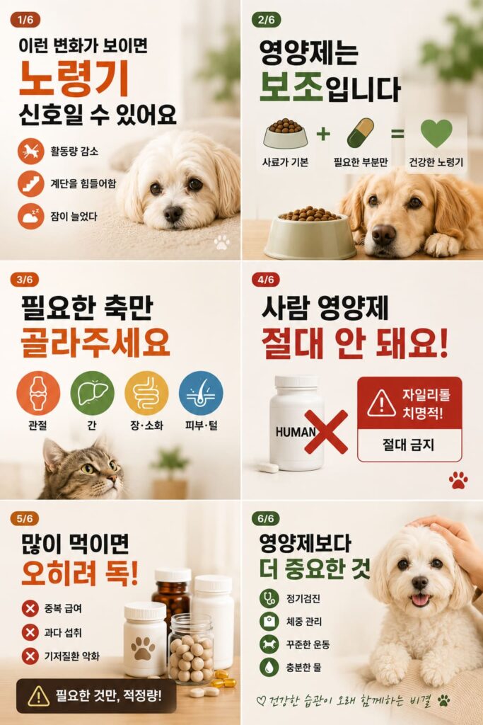 노령견 노령묘 영양제 성분과 근거 정리